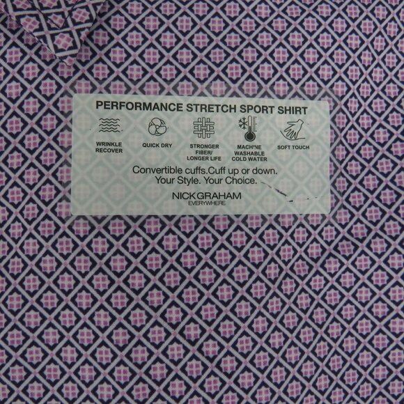 Nick Graham Men's Performance Stretch Short Sleeve Button Up Shirt Med NWT - Picture 3 of 4